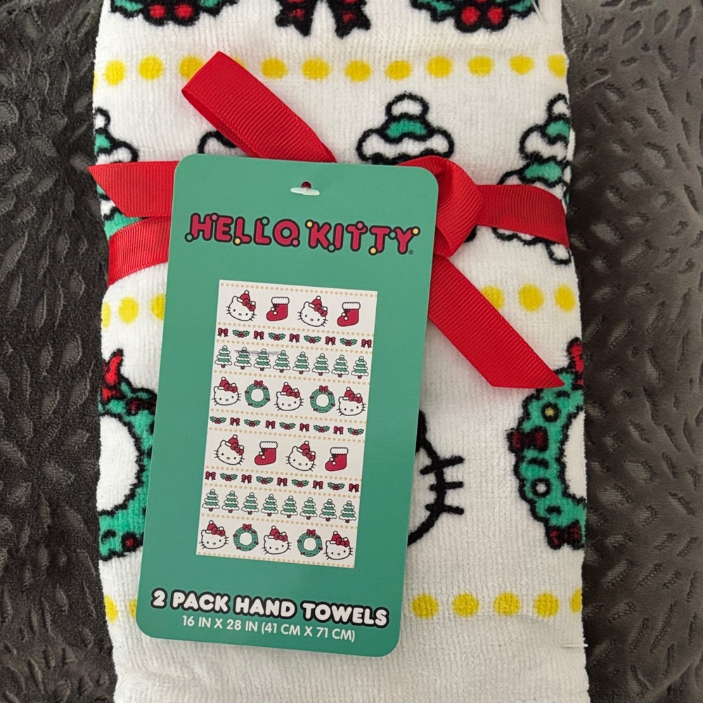 Hello Kitty Festive Hand Towels - Red, Green, Yellow